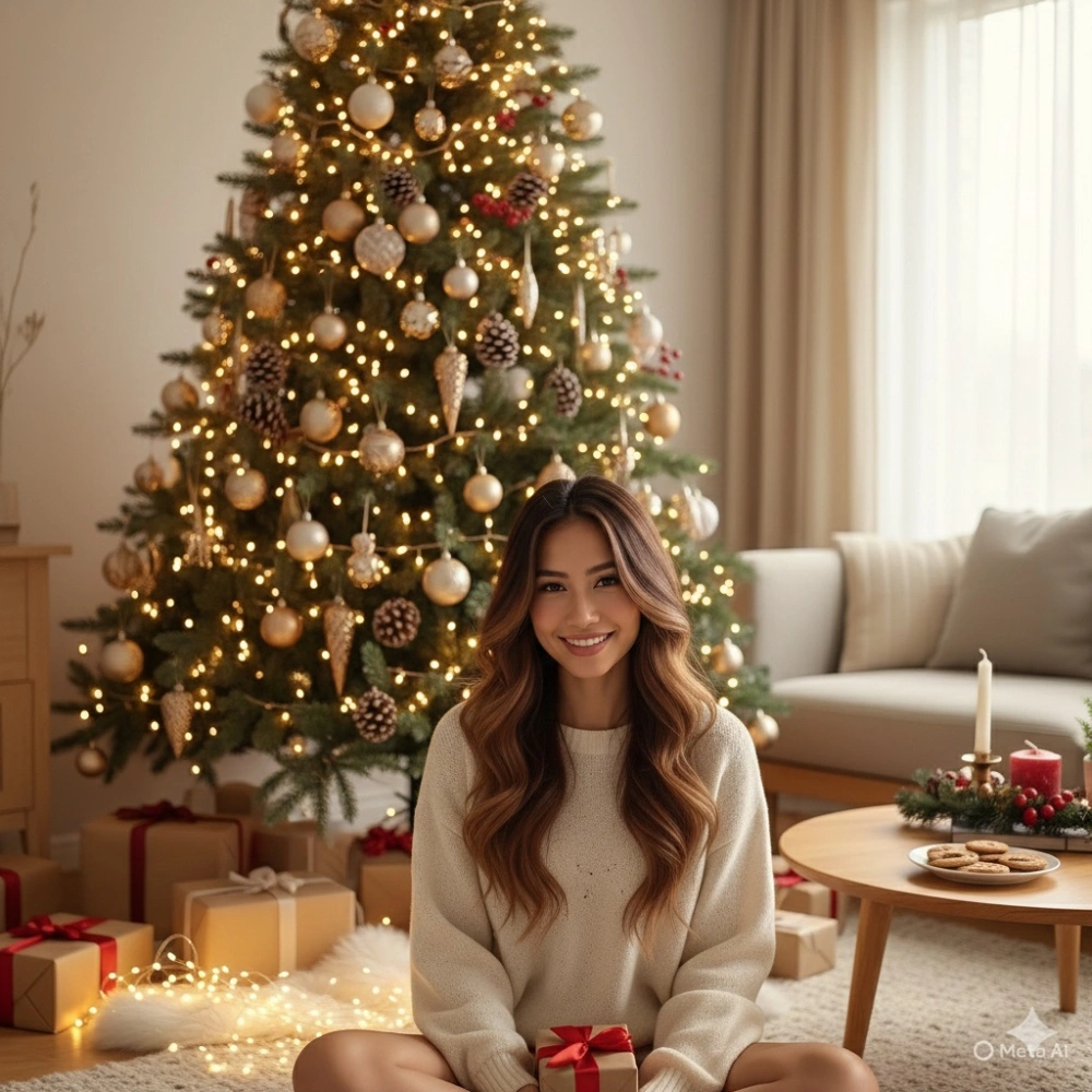 Contoh prompt Gemini AI untuk foto Natal estetik indoor. [Gemini AI]