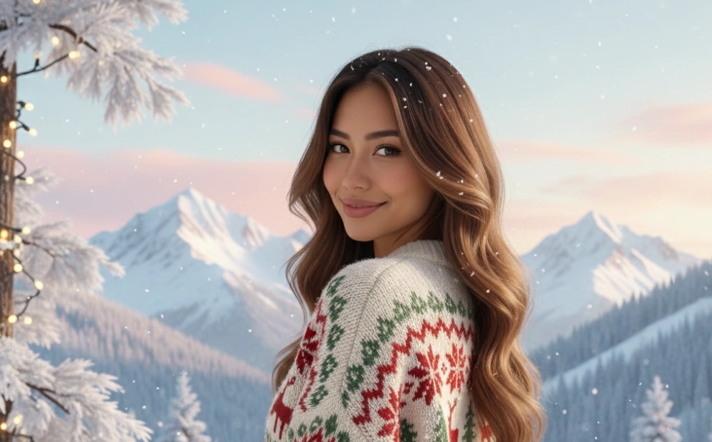 Prompt Gemini AI untuk membuat foto estetik Natal di luar ruangan.