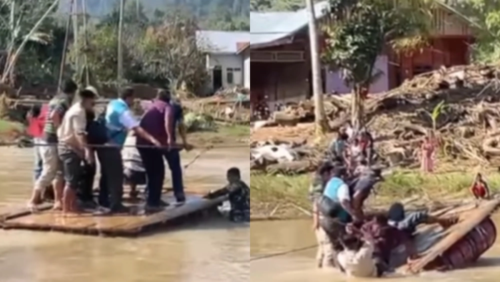 Detik-Detik Rakit yang Ditumpangi Wagub Aceh Terbalik Saat Tinjau Daerah Bencana