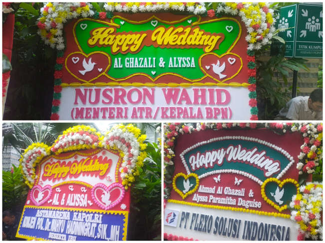 karangan bunga yang datang di pernikahan duo Al (16/6) [Selvianus Kopong Basar]