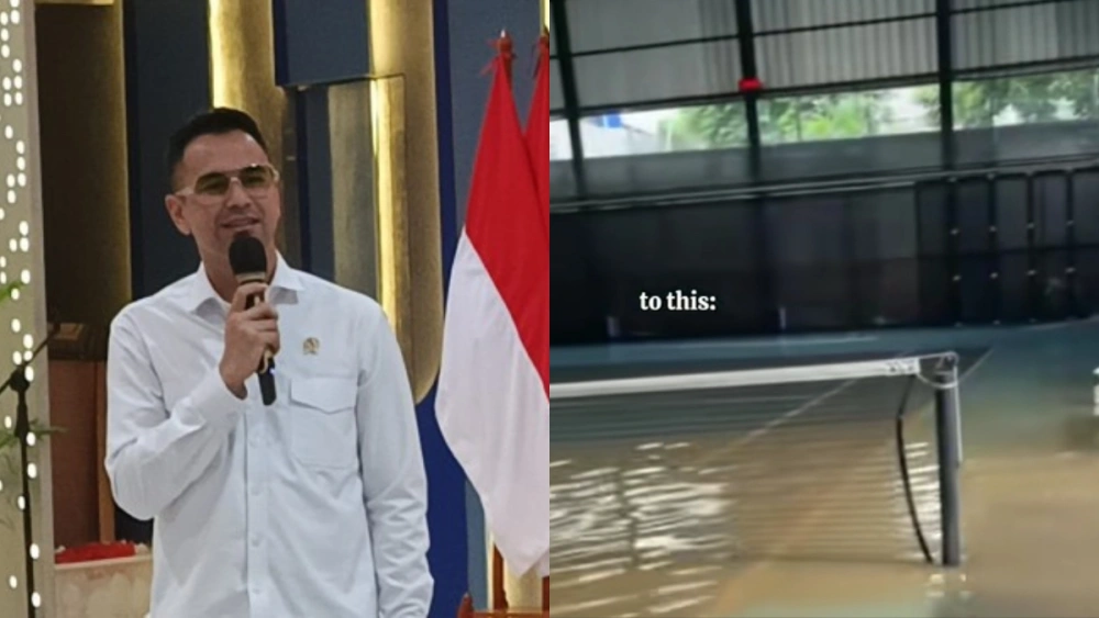 Viral di TikTok Rumah Raffi Ahmad Kebanjiran, Lapangan Tenis Ikut Terendam