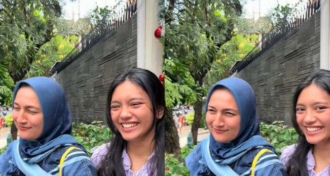Alleia memaksa sang ibu, Sarah Amalia untuk melihat ke arah kamera. (Instagram) 