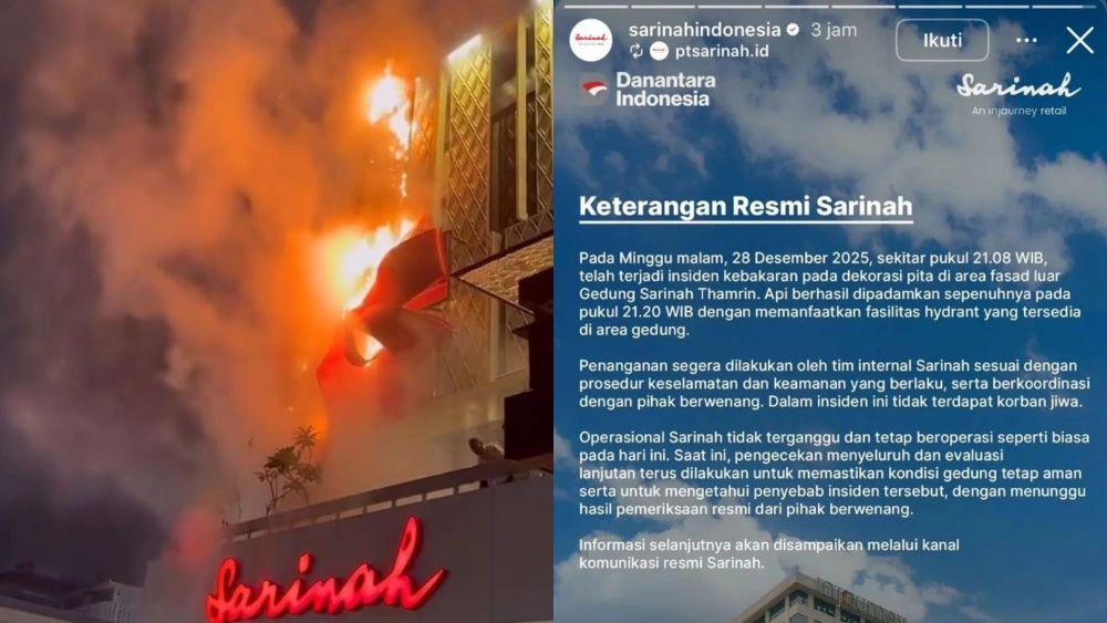 Keterangan resmi dari Sarinah atas insiden yang terjadi. [Instagram]
