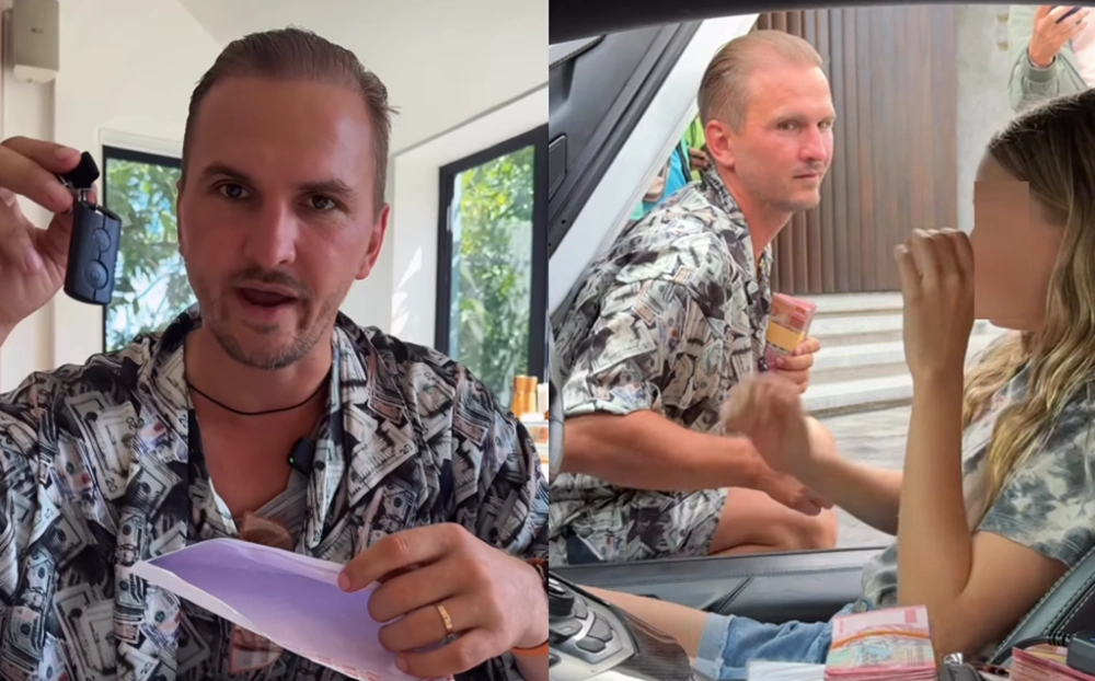 Mr Terimakasih atau Sergei Domogatsky dikenal dengan konten berbaginya. [Instagram/@mr.terimakasih.official]