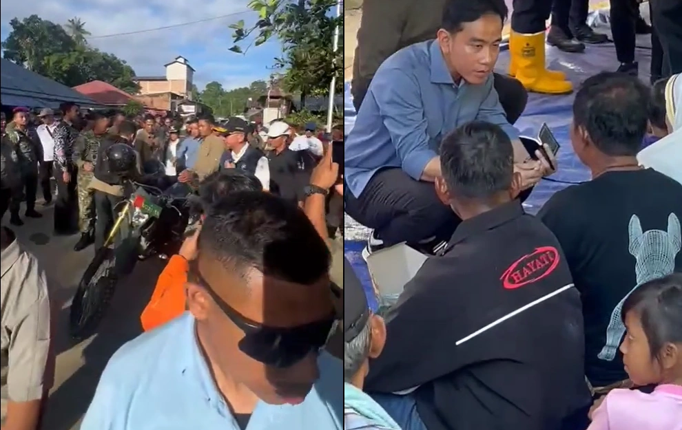 Wapres Gibran berbincang dengan korban banjir Sumatera. [TikTok]