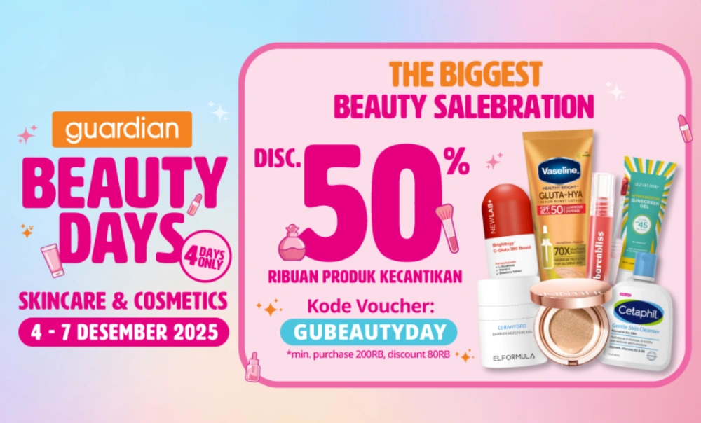 Guardian Beauty Days bisa dinikmati secara online atau datang langsung ke official store. [guardianindonesia]