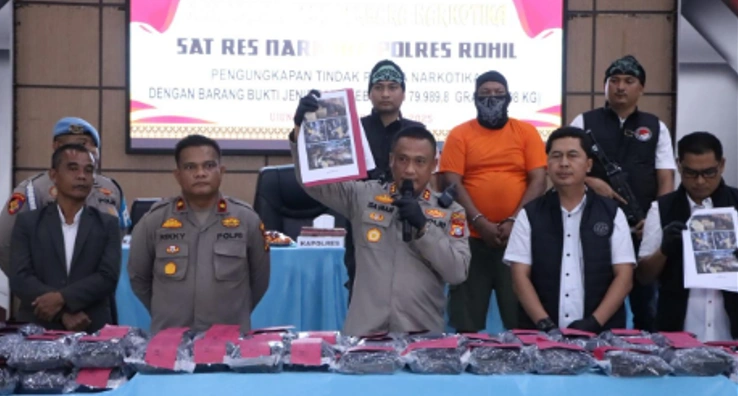 Residivis Narkoba Kembali Tertangkap di Rohil! Kali Ini akan Bawa Sabu 79,98 Kg ke Pekanbaru