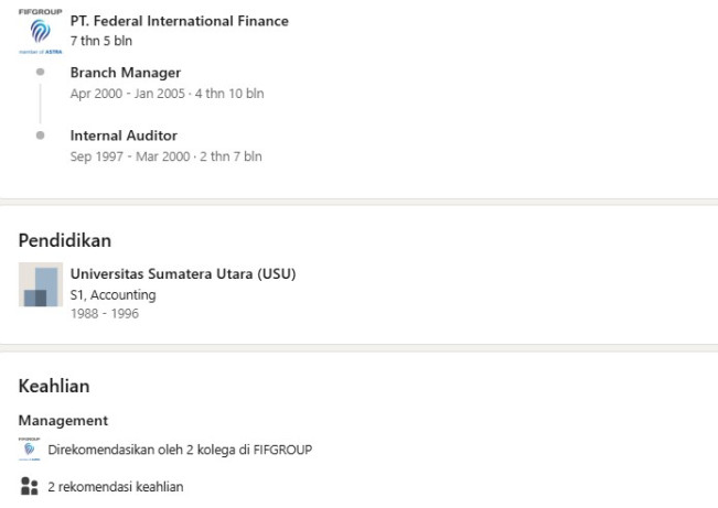 Tangkapan profil Setia Budi Tarigan. (LinkedIn)