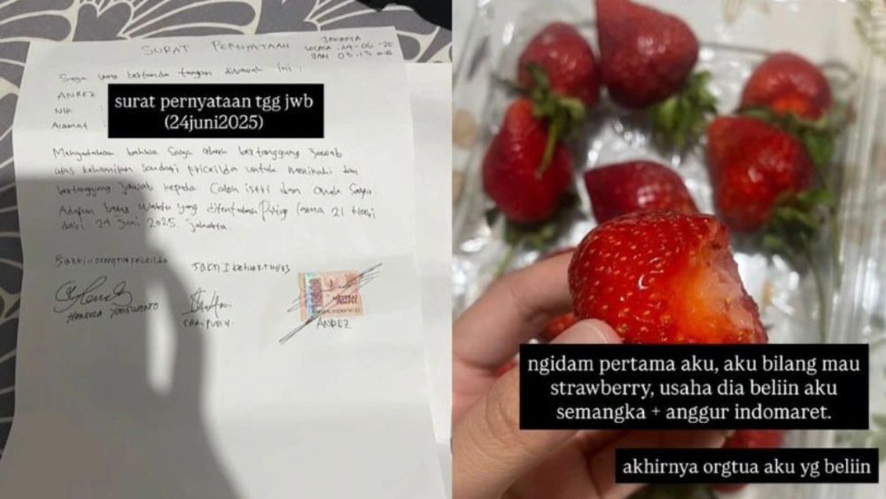Isi surat pernyataan Anrez Adelio akan menikahi Friceilda Prillea. [Instagram]
