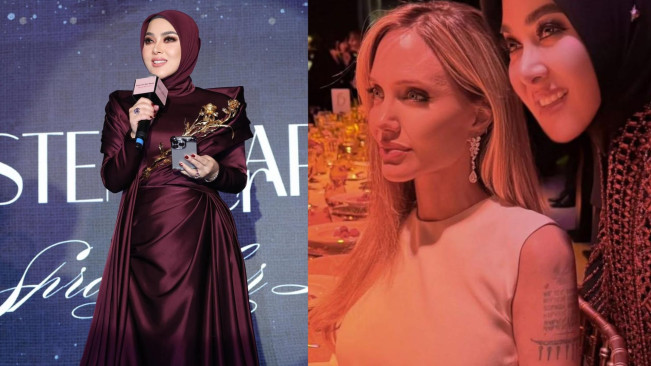 Syahrini foto bareng Angelina Jolie. [Instagram]