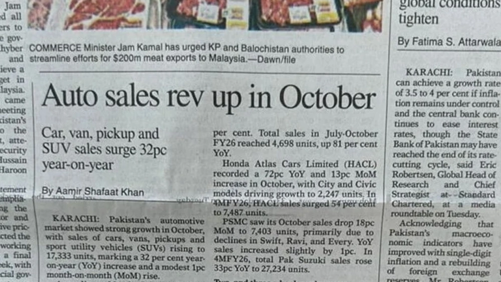 Tangkapan foto koran Dawn. [instagram]