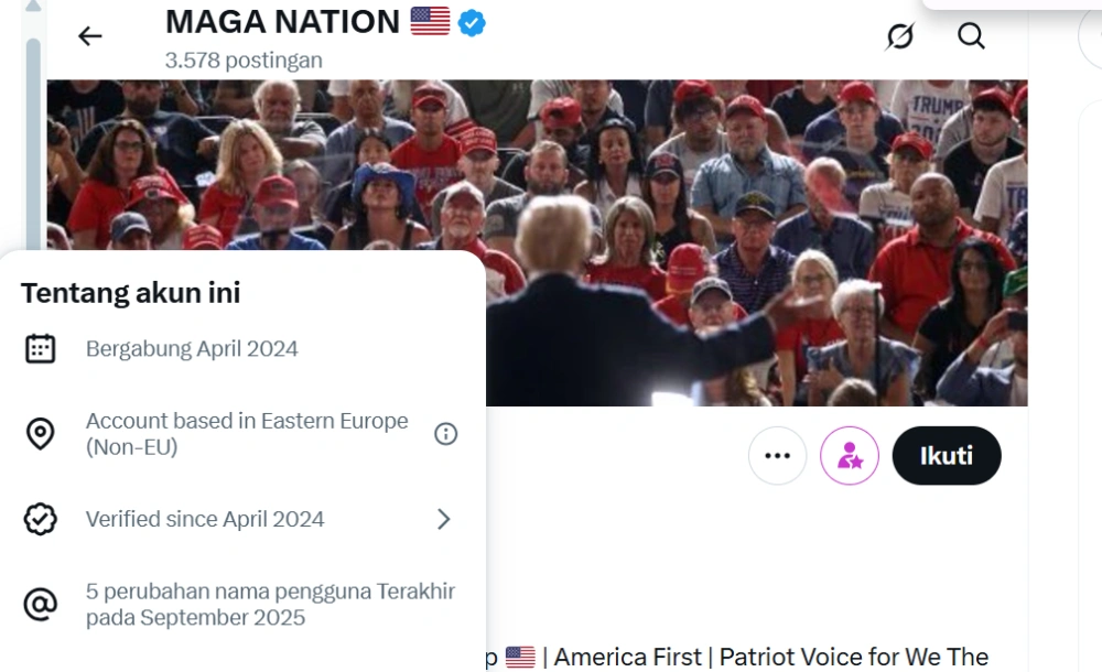 Tangkapan layar akun influencer tentang Amerika. [x]