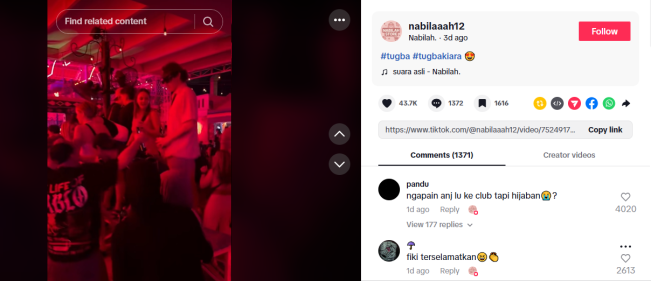 Tangkapan layar video Tugba (Tiktok)