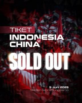 Tiket Indonesia vs China ludes. (Instagram @timnasindonesia)