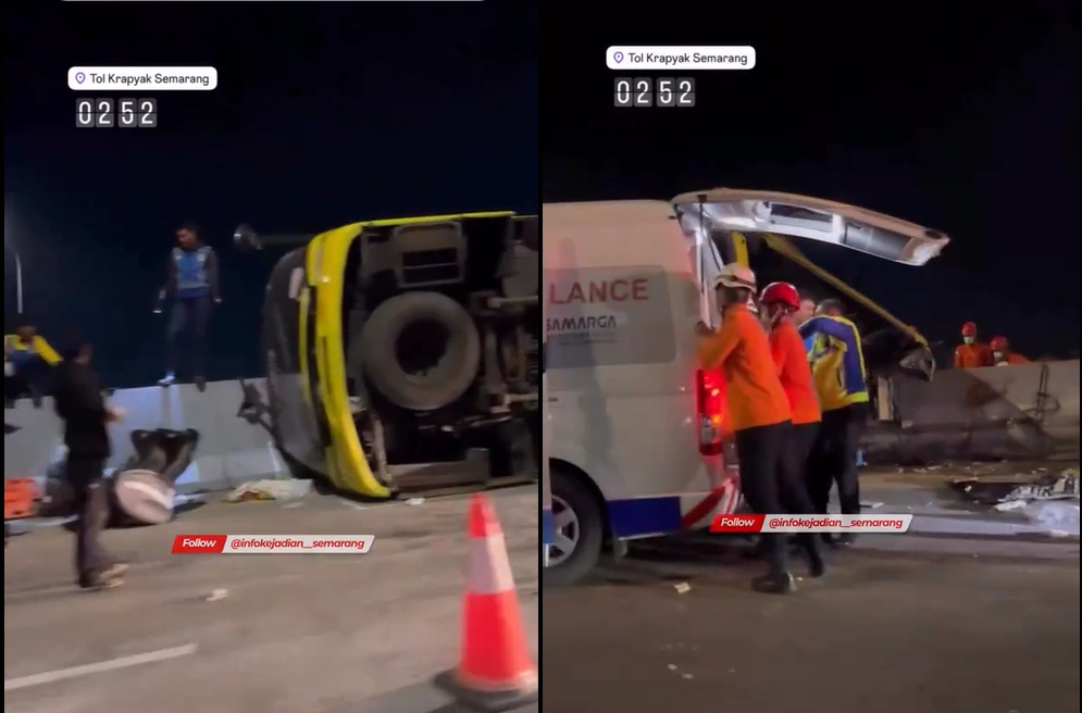 Kecelakaan Tunggal, Bus Terguling di Semarang Tewaskan 15 Orang