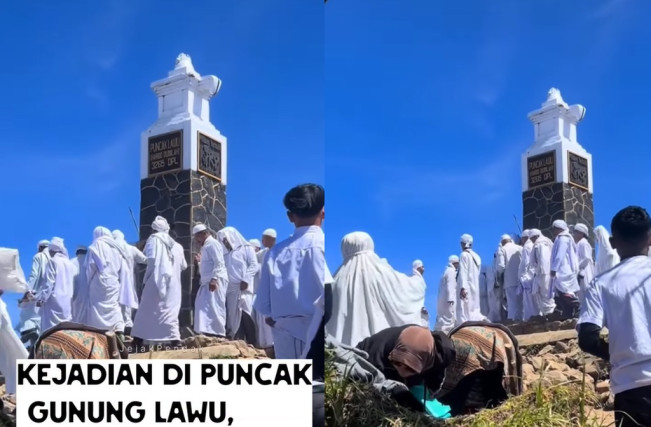 Viral Puluhan Orang Putari Puncak Gunung Lawu Bak Tawaf, Tradisi Kejawen?