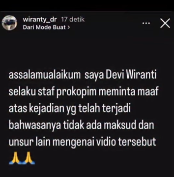 Tangkapan layar ASN Muratara minta maaf. (Instagram)