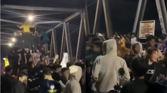 Viral Anak-Anak Muda Bangunkan Sahur ala Musik DJ dengan Blokir Jembatan