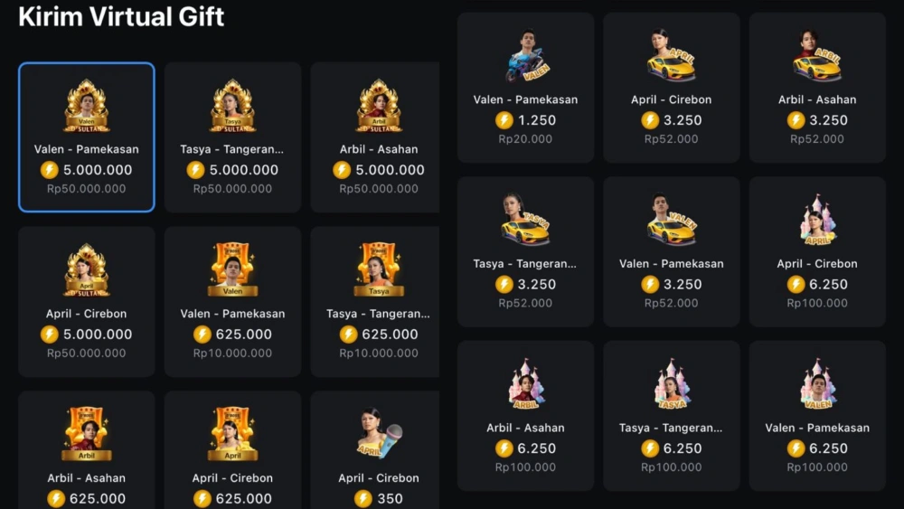 Harga koin virtual gift yang bisa mencapai puluhan juta rupiah. [Vidio]