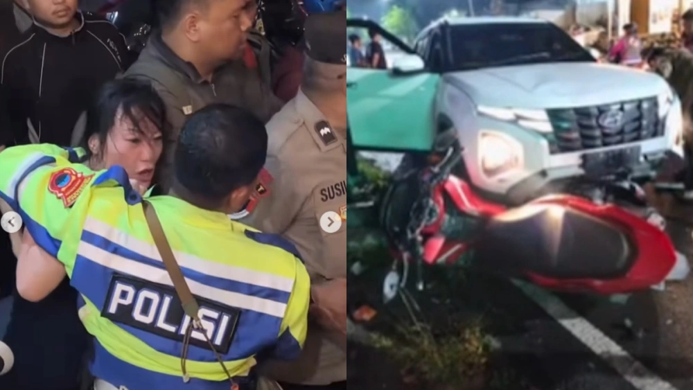 Foto kolase WNA China, Wu Lili, ngamuk usai sebabkan tabrakan di Semarang, Jawa Tengah, Rabu (3/12/2025) malam. [Instagram @kejadiansmg]