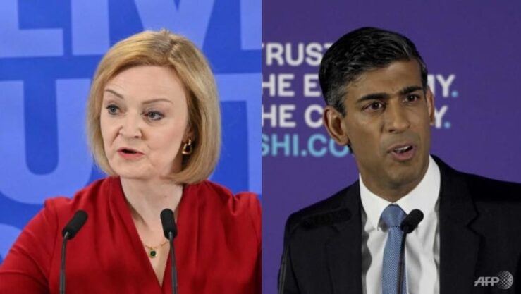 Mantan menteri keuangan Rishi Sunak dan menteri luar negeri Liz Truss