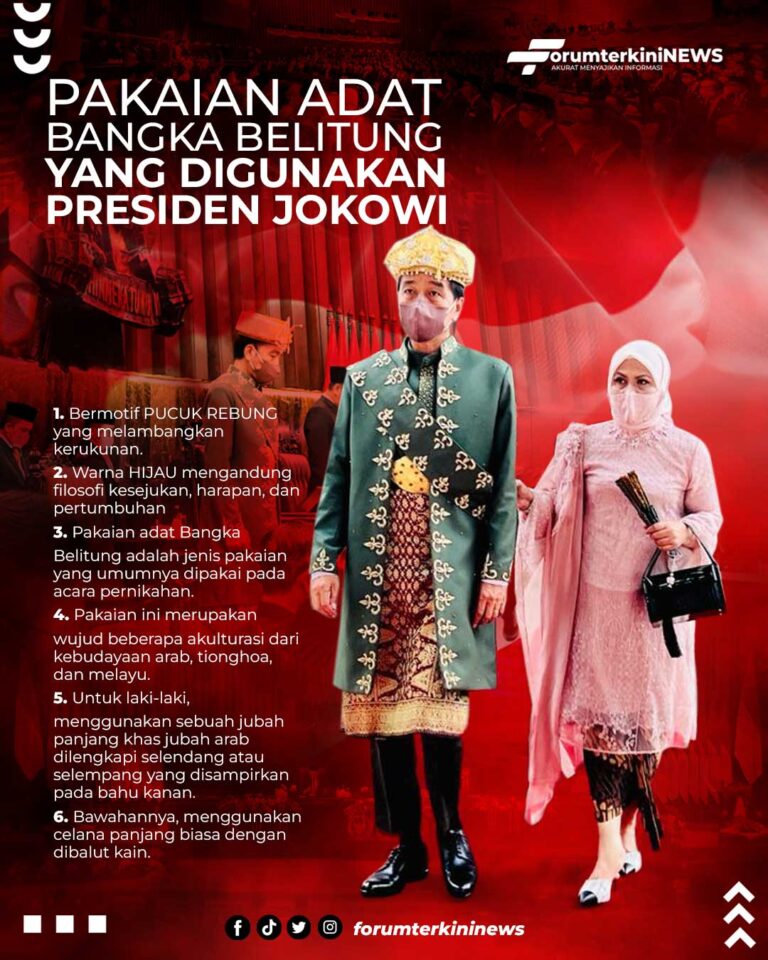 Info Grafis Makna Pakaian Adat Bangka Belitung yang Digunakan Presiden Jokowi