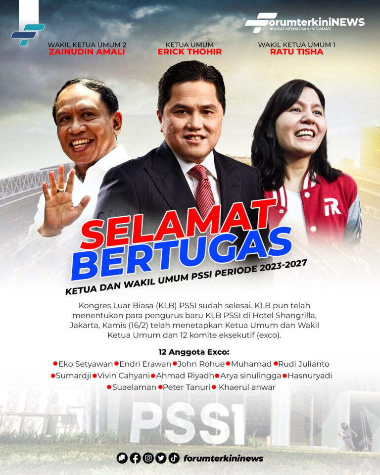 Infografis Selamat Bertugas Ketua dan Wakil  Umum PSSI 2023-2027