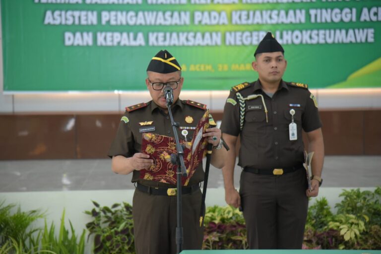 Kajati Aceh Bambang Bachtiar Lantik Wakajati, Aswas dan Kajari Lhokseumawe