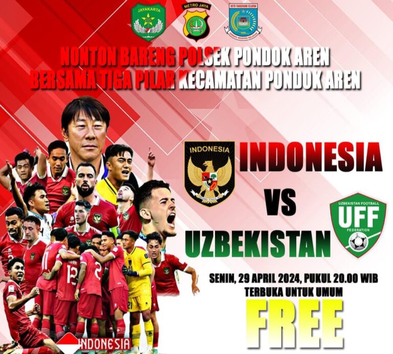 Polsek Pondok Aren Gelar Nobar Piala AFC U-23 Indonesia VS Uzbekistan