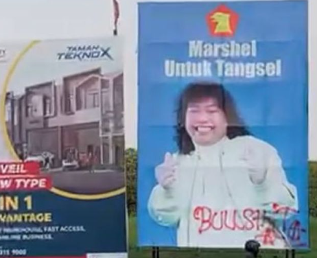 Dua Kata Menohok di Baliho Marshel Widianto untuk Tangsel, Netizen: Mending Lu Mundur