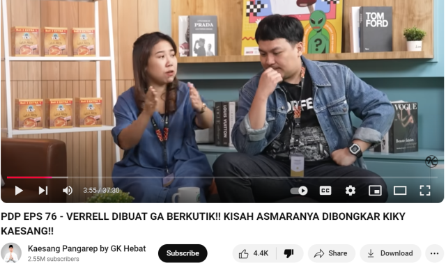 Podcast di YouTube milik Kaesang yang sempat ditutup informasi dislike nya. (Foto: YouTube)